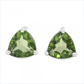 Ohrringe/Ohrstecker Trillion (Dreiecke)-Peridot-925Silber-Rhodiniert-2,00 Karat