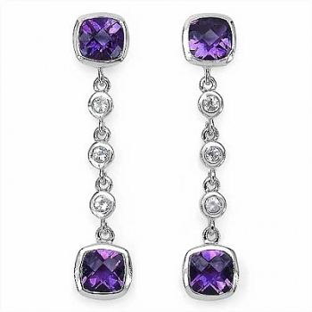 Exquisite Ohrringe/Ohrstecker Amethyst/Weißtopas-3,82 Karat