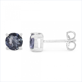 Ohrringe/Ohrstecker echter indischer Iolith/Wassersaphir-Silber Rhod.-1,80 Karat
