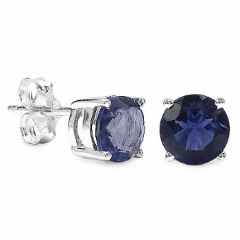 Ohrringe/Ohrstecker echter indischer Iolith/Wassersaphir-Silber Rhod.-1,80 Karat