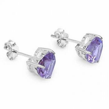 Amethyst-Herzen-Ohrringe/Stecker-925 Silber-Rhodiniert-3,00 Karat