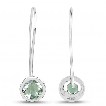 Echte Grüne Amethyst-Ohrringe/Ohrhaken-Silber Rhodiniert-3,20 Karat