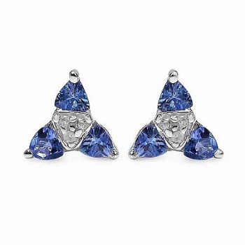 Ohrringe/Ohrstecker-Tansanit/Weißtopas-925 Sterling Silber Rhodiniert-0,66 Karat