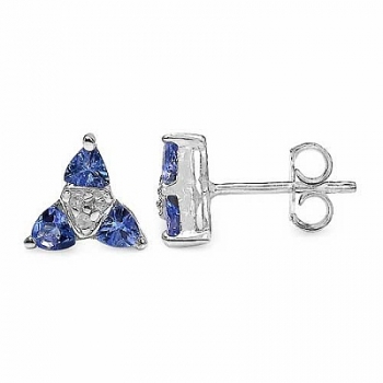 Ohrringe/Ohrstecker-Tansanit/Weißtopas-925 Sterling Silber Rhodiniert-0,66 Karat
