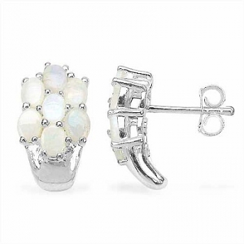 Bezaubernde weiße Milch-Opal-Ohrringe/Ohrstecker 1,68 Karat-Silber Rhodiniert