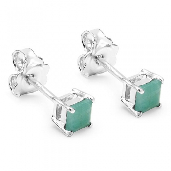Ohrstecker Smaragd 4,5mm-925 Sterling Silber-Rhodiniert-0,80 Karat