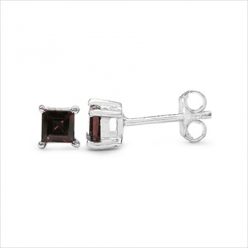 Ohrringe/Ohrstecker Quadrat Black Saphir-Sterling Silber-Rhodiniert 1,00 Karat