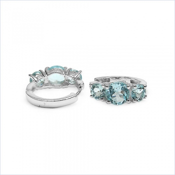 Edle Blau Topas Ohrringe-925 Sterling Silb.- Rhodiniert 5,60 Karat