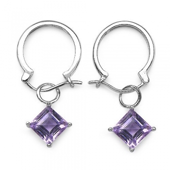 Edle Amethyst Ohrringe/Creolen-Silber Rhod.-3,00 Karat