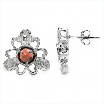 Bezaubernde Granat Ohrstecker-925 Sterling Silber-Rhodin.2,20 Karat