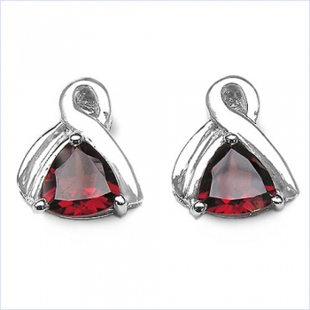 Ohrstecker Granat-925 Sterling Silber- Rhodiniert 1,60 Karat