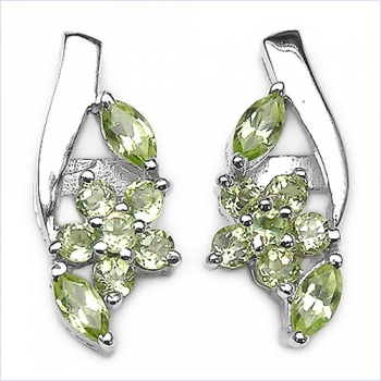 Collier/Kette mit Peridot-Blumen-Anhänger-925Silber Rhodiniert