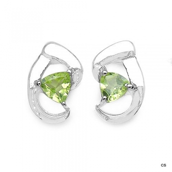 Ohrstecker/ Ohrringe - 925 Sterling Silber - Rhodiniert - mit Peridot in 0,90 Karat