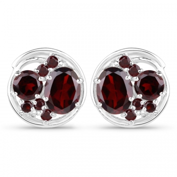 Elegante Granat-Ohrringe-14 Edelsteine-925 Sterling Silber Rhod.-5,50 Karat