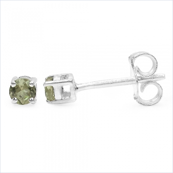 Ohrstecker Seltener grüner Turmalin-Silber- Rhodiniert