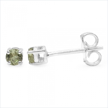 Ohrstecker Seltener grüner Turmalin-Silber- Rhodiniert