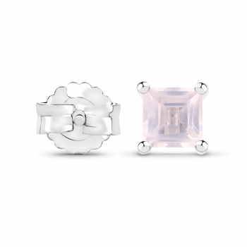 Rosenquarz Ohrringe/Ohrstecker Quadrat-925 Sterling Silber-Rhodin.-0,40 Karat