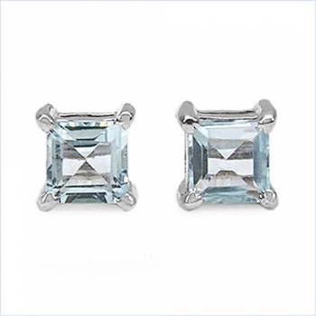 Ohrringe/Ohrstecker Blautopas - 925 Sterling Silber - Rhodiniert - in 0,25 Karat