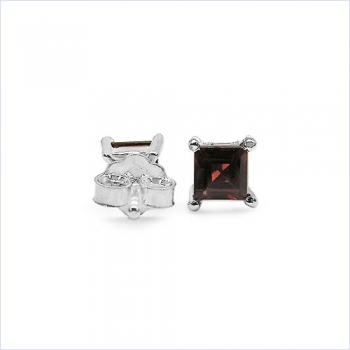 Ohrringe/Ohrstecker-Quadratische Granate-Silber- Rhodiniert 0,36 Karat