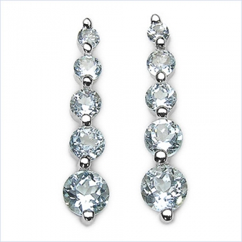Ohrstecker Blautopas-925 Sterling Silber/Rho-1,52 Karat
