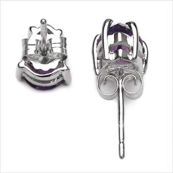 Ohrringe/Ohrstecker Amethyst-Tropfen-925 St.Silber-Rhodiniert-1,50 Karat
