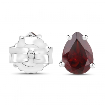 Ohrringe/Ohrstecker Granat-Tropfen-925 Silber-Rhodiniert-0,90 Karat