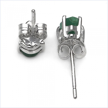 Ovale Ohrringe/Ohrstecker Smaragd-Grüne Zirkonia-Silber-Rhodiniert-3,12 Karat
