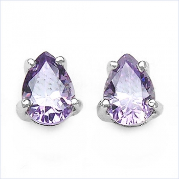Ohrstecker Tropfen Zirkonia Violett-925 Silber- Rhod.-1,42 Karat