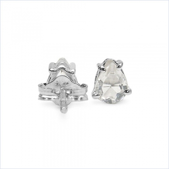 Rosenquarz Ohrstecker im Tropfenschliff-Sterling Silber-Rhodiniert-0,90 Karat