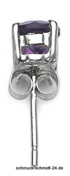 Herren-Ohrring/Stecker Amethyst-0,50 Karat-Silber-Rhodiniert