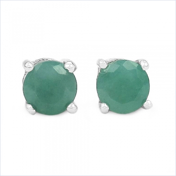Ohrringe/Ohrstecker Smaragd-925 Sterling Silber-Rhodiniert-1,00 Karat