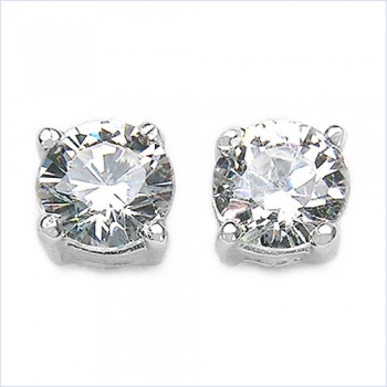 Ohrringe/Ohrstecker Weiße Zirkonia -925 Silber-Rhodiniert-1,68 Karat