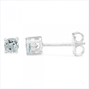 Herrenschmuck/Herrenohrring runder, blauer Zirkonia-0,38 Karat-Silber Rhodiniert