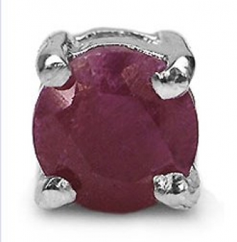 Herren-Ohrring/Ohrstecker Rubin-925 Sterling Silber- Rhodiniert-0,60 Karat