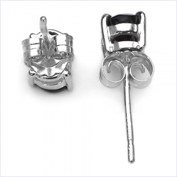 Ohrringe/Ohrstecker Schwarze Saphire-925 Sterling Silber-Rhodiniert-0,70 Karat