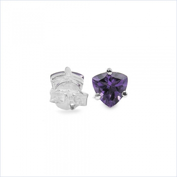 Amethyst-Ohrringe/Stecker Trillion-925 Silber-Rhodiniert-0,90 Karat