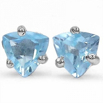 Ohrringe/Ohrstecker Blautopas-Dreiecke-925 Sterling Silber Rhod.-0,50 Karat