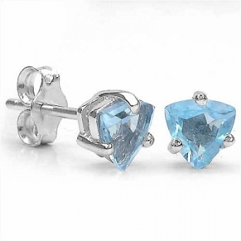 Ohrringe/Ohrstecker Blautopas-Dreiecke-925 Sterling Silber Rhod.-0,50 Karat