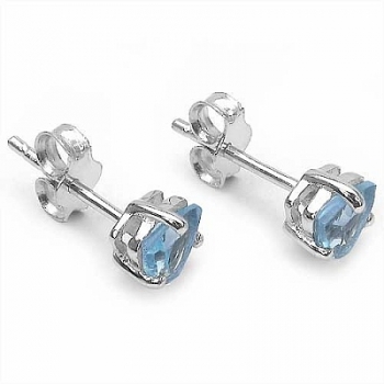 Ohrringe/Ohrstecker Blautopas-Dreiecke-925 Sterling Silber Rhod.-0,50 Karat