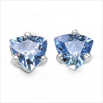 Ohrstecker Blauer Zirkonia Silber-Rhodiniert 0,50 Karat