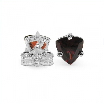 Granat Ohrringe/Ohrstecker-Trillion-Sterling Silber- Rhodiniert 1,00 Karat