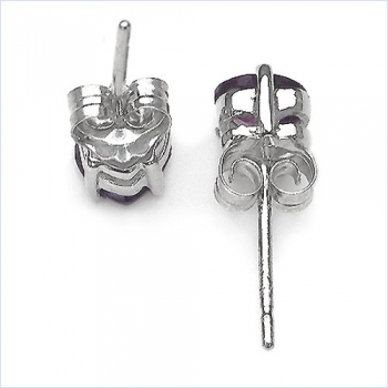 Ohrstecker Herz-Sterling Silber-Rhodin.-mit Amethyst 0,90 Karat