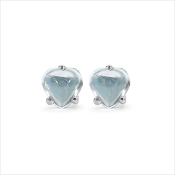 Ohrstecker Blautopas-Herzen-Silber Rhod.-0,80 Karat