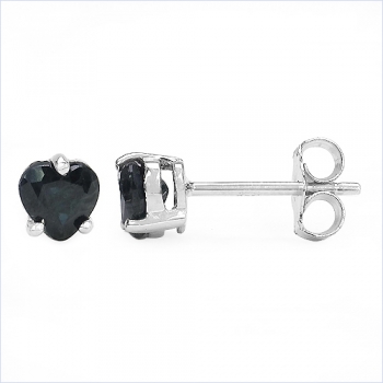 Ohrringe/Ohrstecker Saphir-Herzen-Sterling Silber-Rhodiniert-1,00 Karat