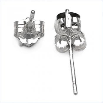 Herren-Ohrring/Ohrstecker Quadrat Schwarzer Saphir-Sterling Silber-Rhodiniert