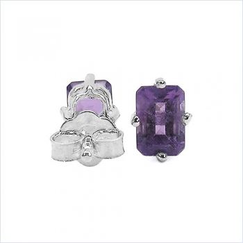 Ohrringe/Ohrstecker rechteckige Amethyste 925 Sterling Silber Rhod.-1,70 Karat