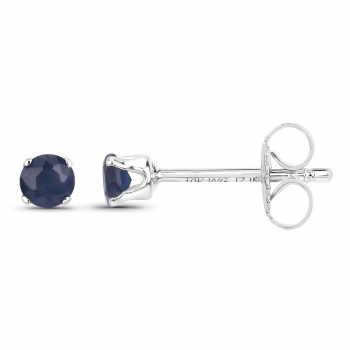 Ohrringe/Ohrstecker Blaue-Saphire 14 Karat Weißgold (585er)