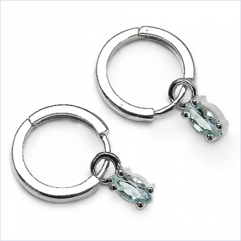 Ohrringe/Creole mit Blue-Topas 925-Silber- Rhodiniert 0,60 Karat