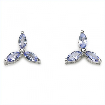 Ohrringe/Ohrstecker-Tansanit-925 Sterling Silber Rhodiniert-0,60 Karat