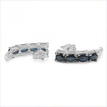 Ohrringe-2 Karat-mit 8 Blue Saphiren 925 Silber Rhodiniert